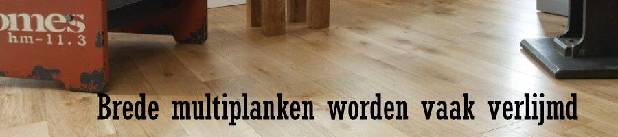 Kies je oor een houten vloer met vloerverwarming een brede plank, dan is het raadzaam om te verlijmen.